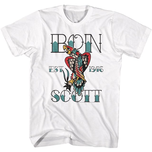 Bon Scott T-Shirt pour Adulte AC/DC Tattoo Blanc