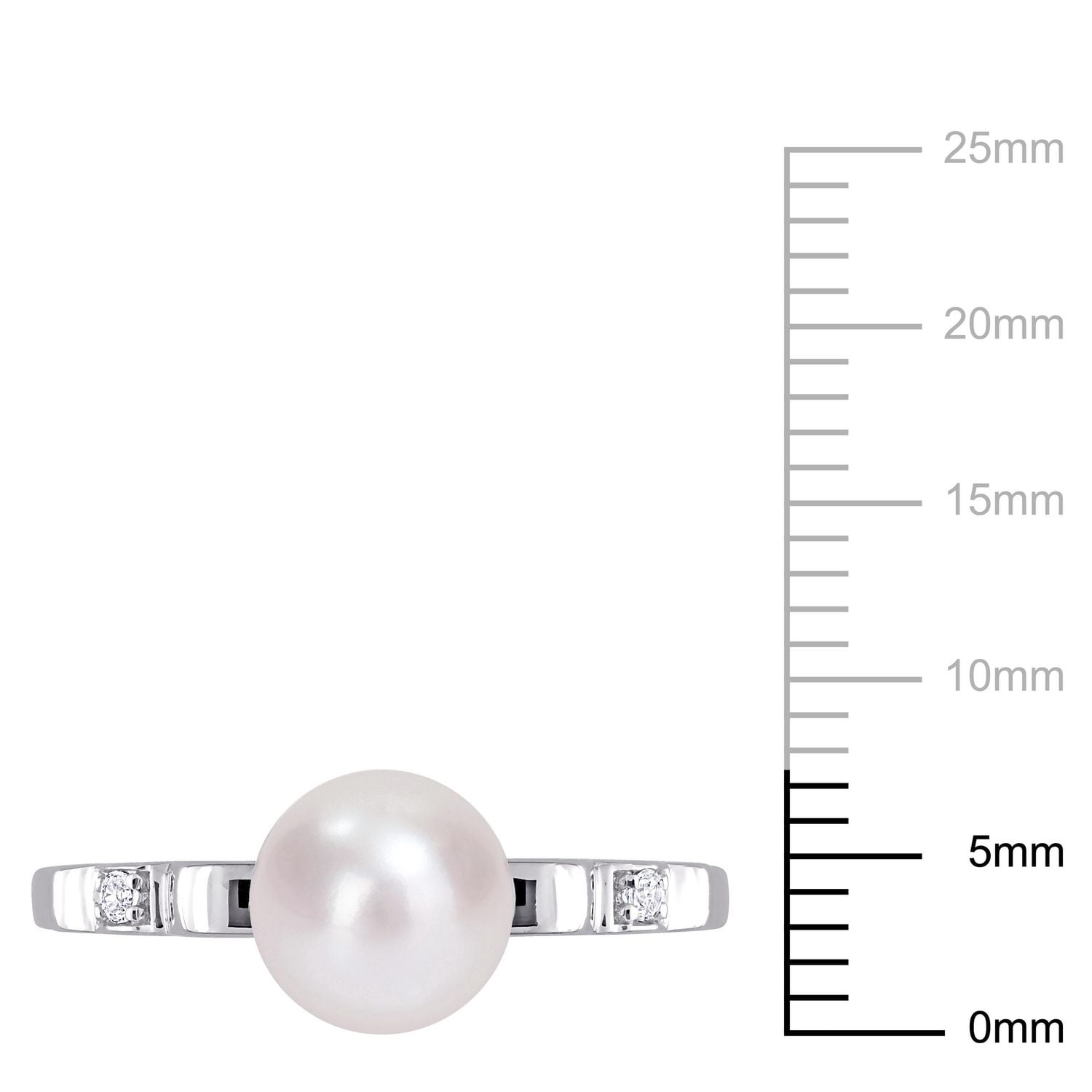 Bague Miabella en argent sterling avec perle culture d'eau douce et saphir blanc synthétique