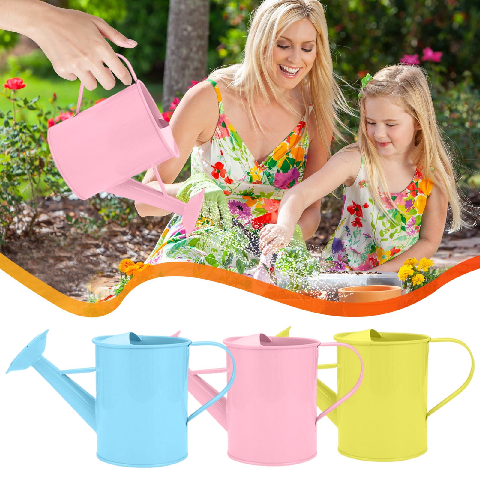 Kadlawus 3Pcs Watering Can for Garden, Iron Watering Kettle, 600ML Watering Pot,Children'sGardening Tool for Plants, Flowers, Herbs