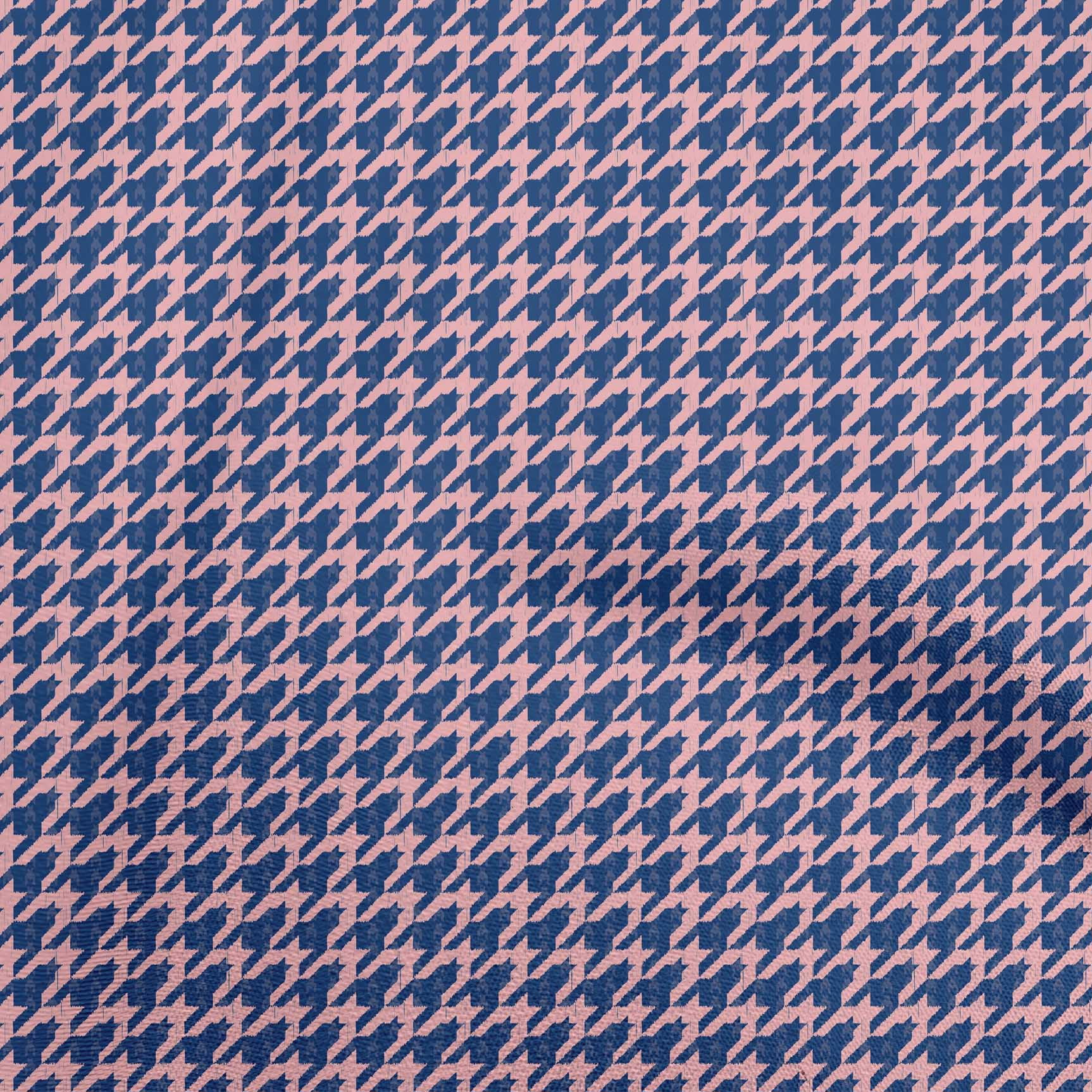 oneOone Cotton Poplin Blue Fabric Houndstooth Sewing Material Print Fabric By The Yard 56 Inch Wide