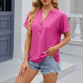 thumbnail image 5 of RKSTN Womens Tops 2024 Fashion Casual Short Sleeve V Neck Tops Loose Plus Size Solid Color Mesh Breathable Temperament Tops, 5 of 5