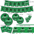 thumbnail image 2 of 6 Pack - Graduation Party Disposable Tableware Set - Plates Cups Napkins Tablecloth Decorations Black Red Blue Green Purple Gold Accents, Green, JKODE, 2 of 6