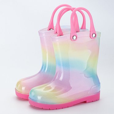 RXIRUCGD Children's Rain Shoes Boy's And Girl's Non Slip Rain Boots Portable Children's Outdoor Home Rubber Shoes Rain Shoes( Pink, Size:5 Years )