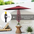 thumbnail image 4 of Outsunny 9ft Half Round Umbrella, Outdoor Balcony Parasol, Wine Red, 4 of 10