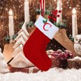 thumbnail image 2 of Christmas Tree Decorative Socks With Embroidered Initial Letters Red Green White Knit Stockings, 2 of 2