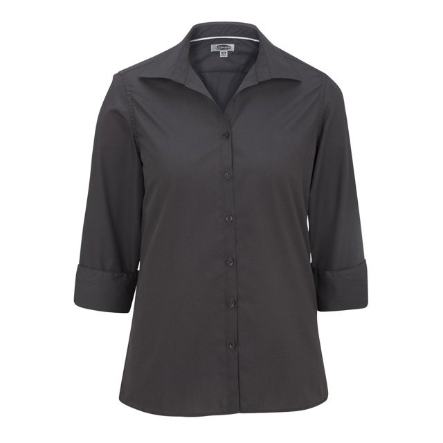 Edwards Garment Blouse en Popeline pour Femme - Manches 3/4, Gris Acier, 4X-grande