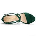 thumbnail image 4 of BLISSFUL STEP Women's Solid Color Open Toe Cross Strap Mid Chunky Heel Sandals, 4 of 7