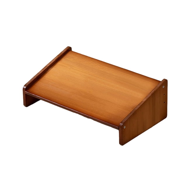 Yingyy Wood Under Desk Footrest Adjustable 3 Height Position Step Stool Foot Rest for Bathroom Home Chair Posture Support Tea Color Low style