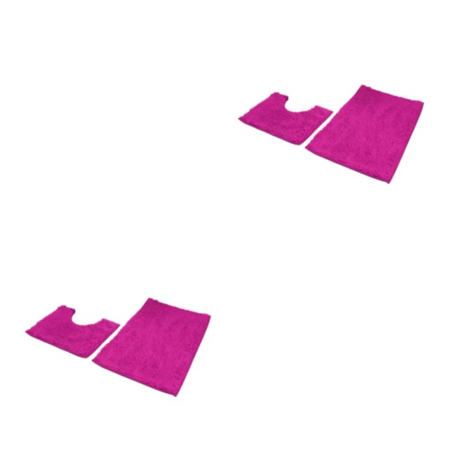 kurtrusly 1/2/3 Polyester Chenille Rug Carpet With Soft Texture Good Stepping Feeling And Strong Grip Prompt Rose Red 50*80+50*50 2PCS