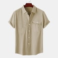 thumbnail image 2 of Besolor Mens Summer Short Sleeve Shirts Collared Button down Shirts Big and Tall Casual Solid Color Beach Shirts Tops, 2 of 6
