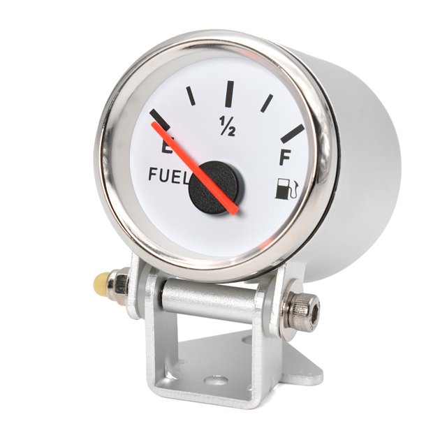 Jauge de Niveau de Carburant 52 mm 0-190 Ohms Indicateur de Niveau d'Huile pour Réservoir avec Support de Jauge Argent Rétroéclairage Rouge Compteur de Niveau d'Eau 9-32 V, Installation Facile