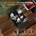 thumbnail image 2 of CHIC HOUSE Tables d'Appoint pour Salon avec Station de Recharge et Roulettes, Table de Chevet Style Ferme pour Chambre avec Tiroir de Rangement, Tables Étroites à Roulettes Tables d'Accent Petites Tables pour Petit Espace, Noir, 2 of 11