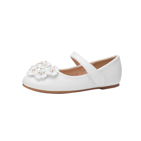 MIASHUI Girls Ballerina Flat Shoes Leather Mary Jane Dress Shoes Casual School Shoes,White,10-11 Years
