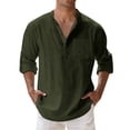 thumbnail image 1 of 2025 Men Shirts Mens Spring Loose Stand Men Shirts Collar Solid Color Pocket Mesh Shirt Long Sleeve Pullover Shirt Mens Button Down Pajama Shirt Pajama Short Long Sleeve, 1 of 5