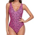 thumbnail image 4 of IROINID Womens One Piece Swimsuits Deep V Neck Bathing Suit Solid Color Backless Swimming Suits Gifts for Mom Purple L, 4 of 7