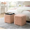 thumbnail image 1 of Inspired Home Allen Pouf en Fausse Fourrure avec Espace de Rangement, Plateau de Service en Forme de Cube, Dessus, Blush, 1 of 8