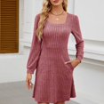 thumbnail image 4 of TJAZFJPA Robes de Vacances Robe Pull en Tricot pour Femmes avec Poches Col Carré Manches Longues Robes Grande Taille Robes Formelles pour Femmes, 4 of 9
