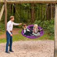thumbnail image 2 of ALEKO Outdoor 40 inches Saucer Platform Swing with Adjustable Hanging Ropes, Purple, 2 of 8