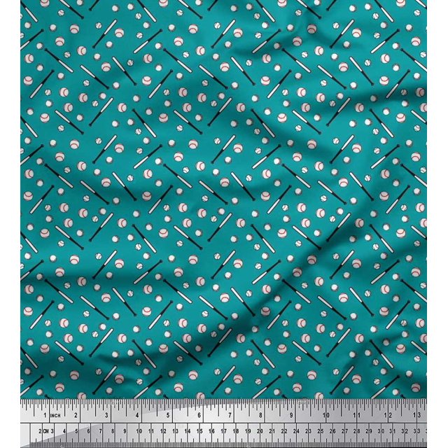 Soimoi Velvet Fabric Baseball Sports Printed Craft Fabric by The Yard 58 Inch Wide