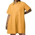 thumbnail image 1 of Erwazi Robe Chemise Décontractée d'Été pour Femmes à Manches Courtes, Col en V, Boutonnée, Mini-Robe, Robes T-Shirt, 1 of 9