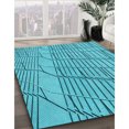 thumbnail image 3 of Ahgly Tapis d'Intérieur Lavable en Machine Carré Transitionnel Bleu Cyan Vif, 7 Pieds Carré, 3 of 7