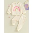 thumbnail image 2 of Faithtur 2PCS Baby Girls Fall Outfits Long Sleeve Rainbow Print Sweatshirt + Pants Set Toddler Clothes, 2 of 9