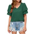 thumbnail image 1 of FAIWAD Women's V Neck Ruffle Tops Summer Flowy Short Sleeves Blouse Loose Casual Dressy Work Tops, 1 of 4