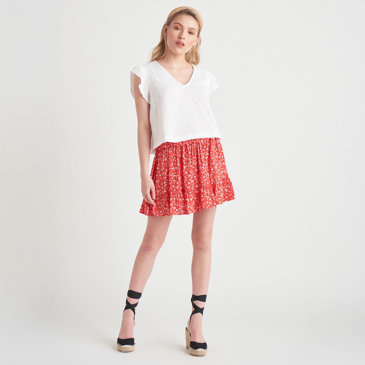 Devoted, Flutter Sleeve Textured Top, Sizes XS-XL