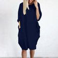 thumbnail image 1 of Pntutb Robe pour Femme Grande Taille Robe pour Femmes avec Poches Robe Ample pour Dames Col Décontracté Hauts Longs Robe Grande Taille, 1 of 4