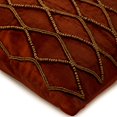 thumbnail image 2 of The HomeCentric Cushion Covers Decorative Rust Designer PillowCase Pack of 2, 16x16 inch (40x40 cm) Velvet Cushion Cover Couch Geometric Trellis Lattice Beaded Rhombus Accent - Sumac Gold, 2 of 3