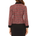 thumbnail image 3 of INSPIRE CHIC Blazer en Tweed à Carreaux Élégant en Velours à Col pour Femme P Rouge, 3 of 6