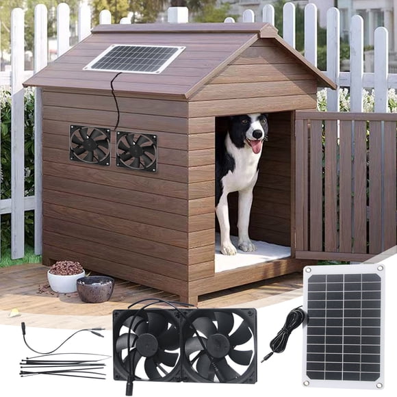 10W Portable Solar Panel Fan Kit for Chicken Coop, Dog Kennel and Pet House, Dual Exhaust Fans, 12V Monocrystalline Solar Power, Quiet Ventilation for Outdoor Sheds and Courtyards