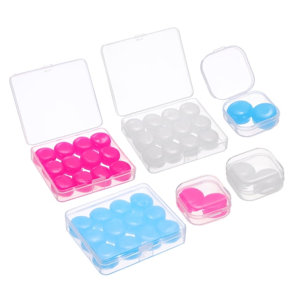 Uxcell Silicone Earplugs, Ear Plugs for Sleeping Noise Cancelling with Case, White/Red/Blue 42 Pcs