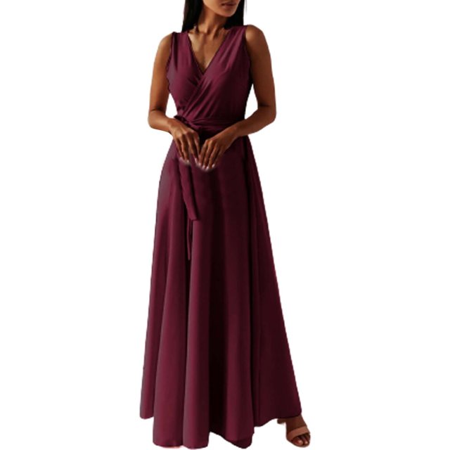 B91xZ Plus Size formal Dresses One Shoulder Sleeveless Ruched Twist Flowy Maxi Dresses,Wine XL