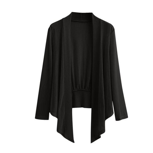 vdgthytj Womens Cardigan Lightweight Long Sleeve Open Front Mesh Tops Plus Size Casual Solid Color Cardigan