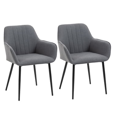 HOMCOM Ensemble de 2 Chaises de Salle à Manger, Chaises d'Appoint Rembourrées avec Pattes en Métal