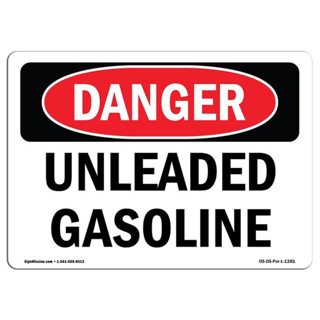 SignMission OS-DS-A-1218-L-1281 Signal de Danger OSHA 12 x 18 Po - Essence Sans Plomb