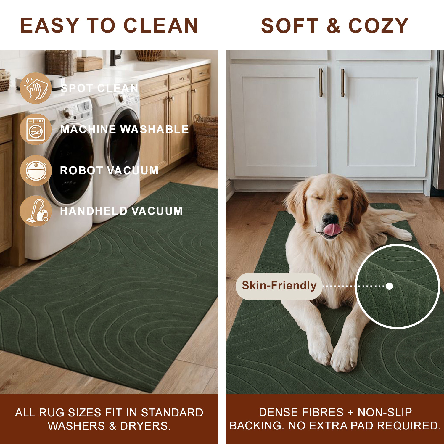 ECARPET Somos Machine Washable Contemporary/Modern Area Rug for Living Room, Bedroom, Dining Entrance, Hallway and More