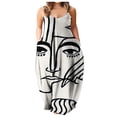 thumbnail image 1 of Robe Longue d'Été pour Femme à Col Rond, Imprimée, Sans Manches, Grande Taille, à Enfiler, à Bretelles Spaghetti, Longue Robe Maxi avec Poches, 1 of 4