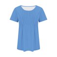 thumbnail image 4 of AherBiu Tuniques pour Femmes Amples Décontractées à Manches Courtes Couleur Unie Confortables d'Été à Col Rond Blouse T-Shirts, 4 of 7
