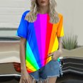 thumbnail image 4 of Penkiiy T-Shirts Décontractés à Manches Courtes pour Femmes, Dégradé Arc-en-Ciel, Col Rond, Imprimé Arc-en-Ciel, Blouse Confortable, Multicolore, 4 of 6