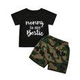thumbnail image 1 of FOCUSNORM Little Boy?s Letter Short Sleeve Tops and Camouflage Shorts Set, 1 of 10
