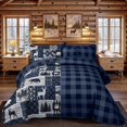 thumbnail image 3 of 3 Piece Cabin Full/Queen Quilt Sets Farmhouse Rustic Reversible Microfiber Soft Lightweight Bedspread Comforter with 2 Shams Patchwork Country Lodge Bedding Quilts Set for All Sea, 3 of 8