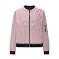 thumbnail image 4 of Womens Fashion Jacket Casual Stand Collar Zip Up Lightweight Coat Fall Color Block Jackets with Pockets Pink L, 4 of 8