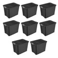 thumbnail image 1 of Sterilite Bac de Rangement Industriel Robuste Empilable de 27 Gal avec Couvercle, Lot de 8, 1 of 9
