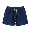 thumbnail image 1 of Sentmoon Mens Corduroy Shorts Lightweight Elastic High Waist Bathing Suit Straight Drawstring Solid Color 2025 Summer Athletic Shorts with Pockets Athletic for Leisure Wear Blue XL, 1 of 2