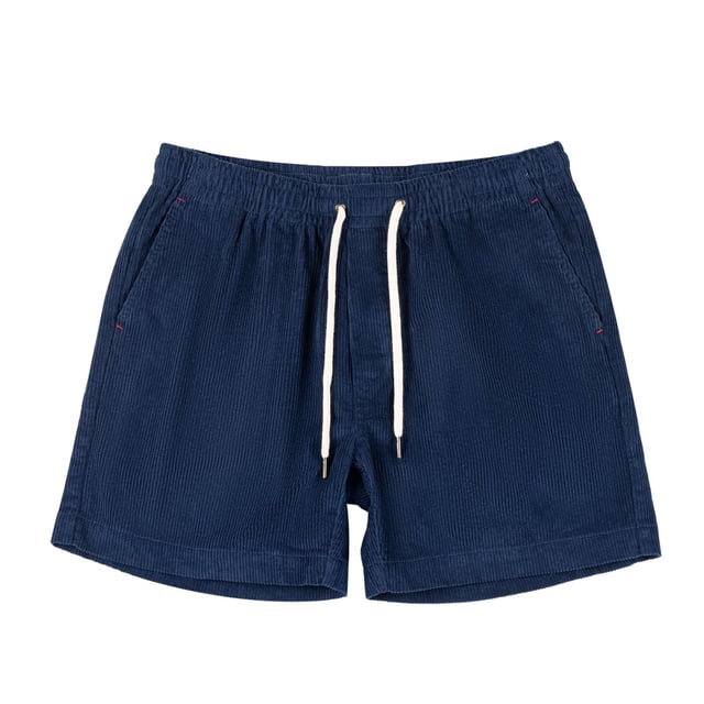 Sentmoon Mens Corduroy Shorts Lightweight Elastic High Waist Bathing Suit Straight Drawstring Solid Color 2025 Summer Athletic Shorts with Pockets Athletic for Leisure Wear Blue XL