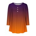 thumbnail image 4 of Pisexur Womens Plus Size Sweatshirt Gradients 3/4 Length Sleeve Tops Fall V-Neck Blouses Spring Ruffle Sleeve Tunic T-Shirts Dressy Casual, 4 of 4