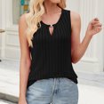 thumbnail image 2 of Timegard Tank Top for Women Keyhole Neck Ribbed Sleeveless Comfy Solid Color Casual Tee Shirts, 2 of 8