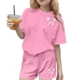 thumbnail image 1 of Robe d'Été à Manches Courtes Haut à Manches Courtes et Short Ensemble Deux Pièces pour Enfants Mignonne Détente d'Été Col Rond, 1 of 6